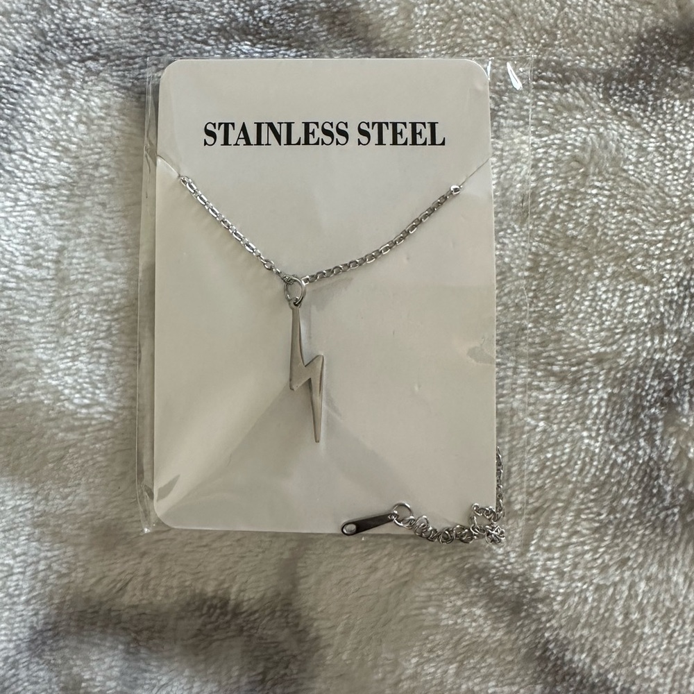 Stainless Steel Lightning Bolt Necklace